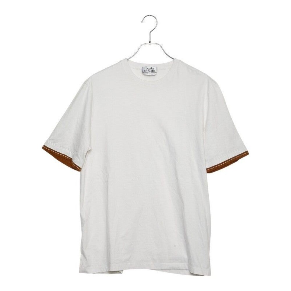 Hermes Sellier Sleeve Line Short Sleeve T-Shirt Crew Neck White